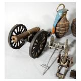 RFX Inert Practice Grenade, Qty 2, Cast Iron Cannons, Gun Figurines And Inactive Ammo Cartridge, Tot
