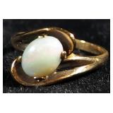 10k Gold Ring With Opalescent Stone, Size 4-1/4, Approx 1.76 g Total Weight