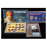 Coin Collection In Displays, Includes Walking Liberty Half Dollar, Quarters, Kennedy Half Dollars, A