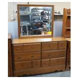 Dresser With 6 Drawers And Mirror, Mismatched Drawer Pulls, 32" High x 50" Wide x 16.25" Deep, Mirro