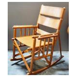 Rocking Chair With Leather Strip Back And Seat, 38" High