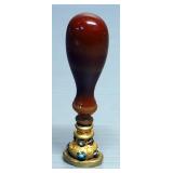 Vintage Wax Seal Stamps, 1 With Colored Stones, Approx 2.5" And 3" High