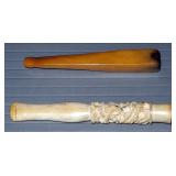 Smoking Pipes, Qty 3, One Is Beaded, One Is Carved, 3", 3.5" And 10.5" Long