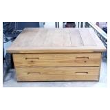 Solid Wood 2 Drawer Coffee Table, 18" H X 41.5" W X 32.25" D, Matches Lot 520