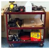 Rolling Metal Parts Cart, With Shelves, 36" x 38.5" x 24", Contents Not Included
