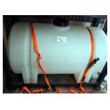 Poly Vinyl 35 Gallon Storage Tank, Partially Filled With Siding And Window Wash, Ratchet Straps Not 