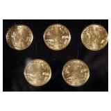 US Gold Vault $5 Solid Gold American Eagle Coins, Qty 5, Each 1/10 oz Fine Gold, In Display Case