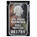 US State Fine Silver Bars, Full Troy Oz, Qty 5 (Total Of 5 Troy Ounces), Stamped With Kansas State I