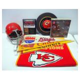 Kansas City Chiefs And Kansas City Kings Memorabilia, Includes Helmet, Super Bowl Banner, Team Plaqu
