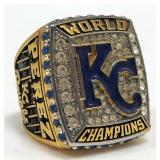 Kansas City Royals 2015 World Series Salvador Perez Replica Ring And Replica Trophy