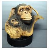 Lynn Chase Signed Porcelain Giraffe 9" H, Rick Cain Chimpanzee Numbered 456/2000 8" H, And Burl Tige