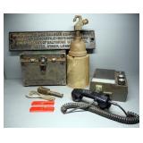 Railroad Collectibles, Includes Flare Starter, Atlantic Coast RR Plaque, Locomotive Reverse Key, KC 