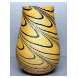 Painted Glass Vase With Iridescent Finish, 7.5" H