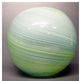 Cased Art Glass Swirled Ball Vase 7" Diameter, And Hand-Blown Cased Glass Vase 5.5" H