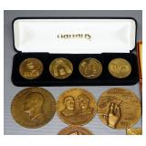 Brass Commemorative Coins, Includes Elvis, Dwight Eisenhower, Civil War Centennial, Czech Gymnastics