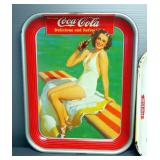 Coca Cola Merchandise, Includes 1939 Girl On Springboard Serving Tray, 1961 Be Really Refreshed Serv