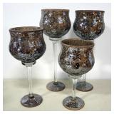 Mosaic Goblet Style Candleholder Set, Qty 4, Sizes Range 12" - 16.5" H