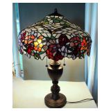 Reproduction Tiffany Style Three Light Table Lamp, 26", Powers On