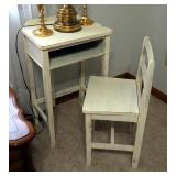 Distressed Wood Telephone Table, With Matching Chair, 31" x 18" x 13"