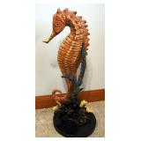 SPI Gallery Cast Metal Seahorse With Coral Sculpture, 19" Tall