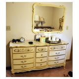 Vintage Bonnet By Sears 9 Drawer Dresser, 32" x 60" x 17", Matches Lot #116, Includes Wall Mirror, 3