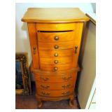 Manor Wood 8 Drawer Jewelry Armoire With Flip Top Mirror, Felt Lined Drawers, And Necklace Side Cabi