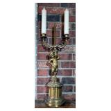 Antique Cast Figural Candelabra With Brass Finish 24" Tall