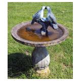 Concrete Bird Bath, 24" Tall, 26" Diameter, With Bird Topper
