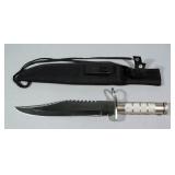 Maxam Survival Knife, 10" Blade With Serrated Back Edge, In Nylon Sheath With Sharpening Stone