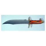 Frost Cutlery Great Plains Bowie Fixed Blade Knife, 10.25" Blade, Brass Guard, Colored Wood Handle, 