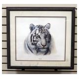 Charles Frace (American, 1926-2005) White Tiger Print, Signed, Framed Matted Under Glass, 23" H x 25