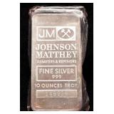 10 Troy Ounces Of .999 Fine Silver, Stamped Johnson Matthey Assayers & Refiners