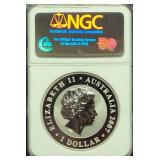 2007 Australia 1 oz .999 Silver "Koala" Dollar, Certified By NGC, Graded MS 70