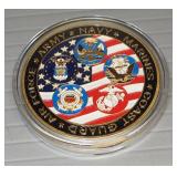 Military Challenge And Commemorative Coins, Includes Army, Air Force, Navy Marines And More, Approx 