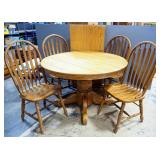 Pedestal Dining Table With Single Leaf And 4 Chairs