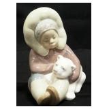 Lladro Eskimo Playing Porcelain Figurine #1195, In Box