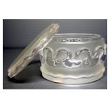 Lalique Swan Frosted Trinket Box With Lid, 4" Diameter