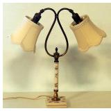 Ceramic Dresser Lamp With Dual Shades, 20" High, Powers On, Matches Lot 356