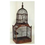 Antique Bird Cage With Removable Bottom Tray And Spring Doors, 32.5" High