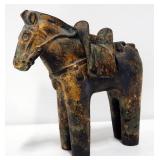 Antique Metal Horse Incense Burner, 7" High