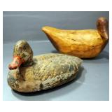 Carved Wood Duck And Duck Decoy