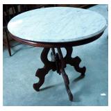 Oval Marble Top Accent Table, 29.5" x 34.5" x 25