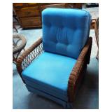 Wicker Swivel Rocker With Upholstered Seat And Back, 36" x 28" x 32"