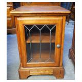 Oak Cabinets With Leaded Glass Panel Doors, Qty 2, 25" x 18" x 18"