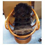 Rocking Swivel Papasan Chair With Cushion, 32" x 31" x 30"