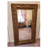 Antique 2 Member Gesso Wood Mirror With Beveled Glass, 51.5" x 29.5"
