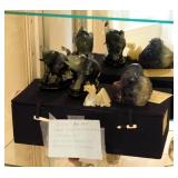 Hand Carved Jade Elephant Figures, Qty 2, With Felt Lined Storage Box And Carved Soapstone Buddha Fi