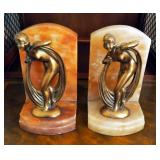 Art Deco Marble Figural Book Ends