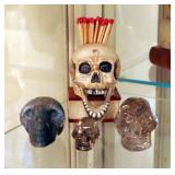 Glass, Stone, And Porcelain Skull Figures