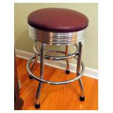 Chrome Swivel Top Bar Stool With Upholstered Seat, 22" Tall